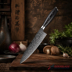 8 Inch Damascus Chef Knife, 67 Layer Steel, Pakkawood Handle (Gift Box)