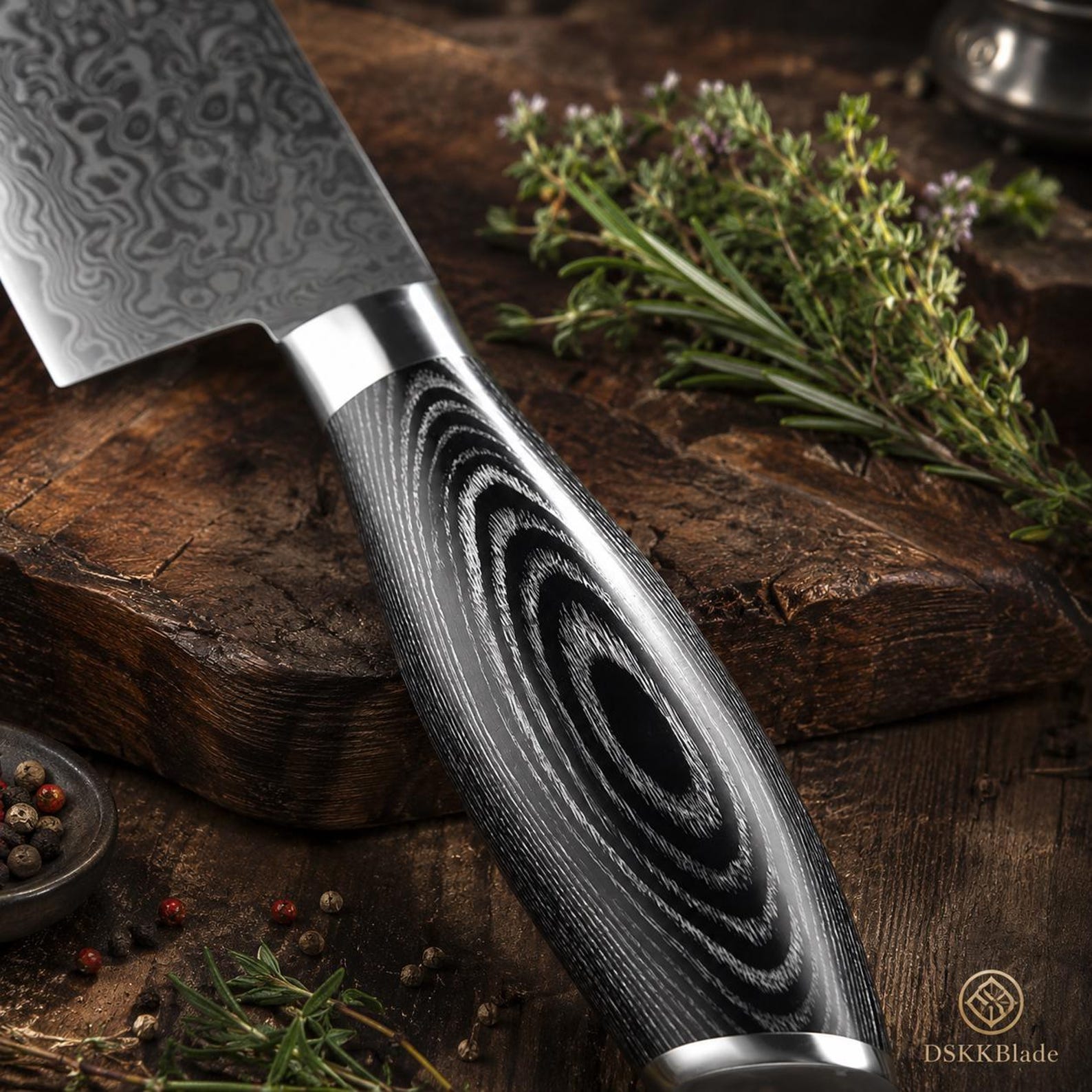 8 Inch Damascus Chef Knife, 67 Layer Steel, Pakkawood Handle (Gift Box)