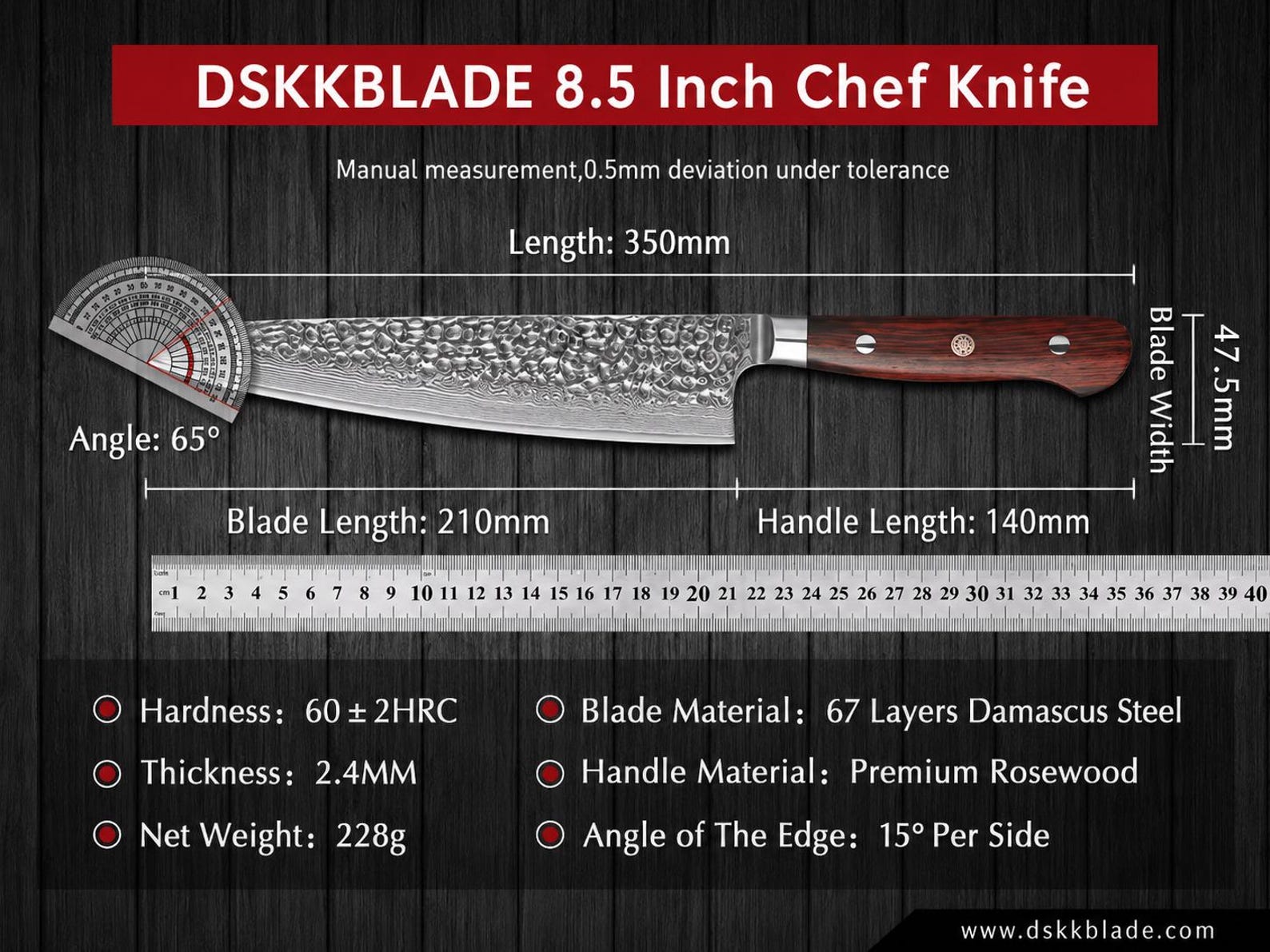 Batonnet Series 8 inch Damascus Steel Chef Knife