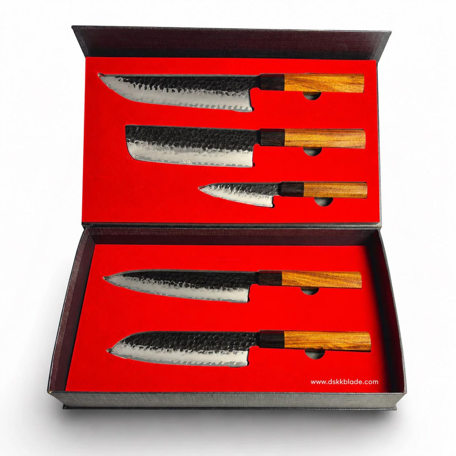 5 Piece Japanese San Mai Knife Set, AUS-10 Steel Chef, Kiritsuke, Nakiri, Boning Knives