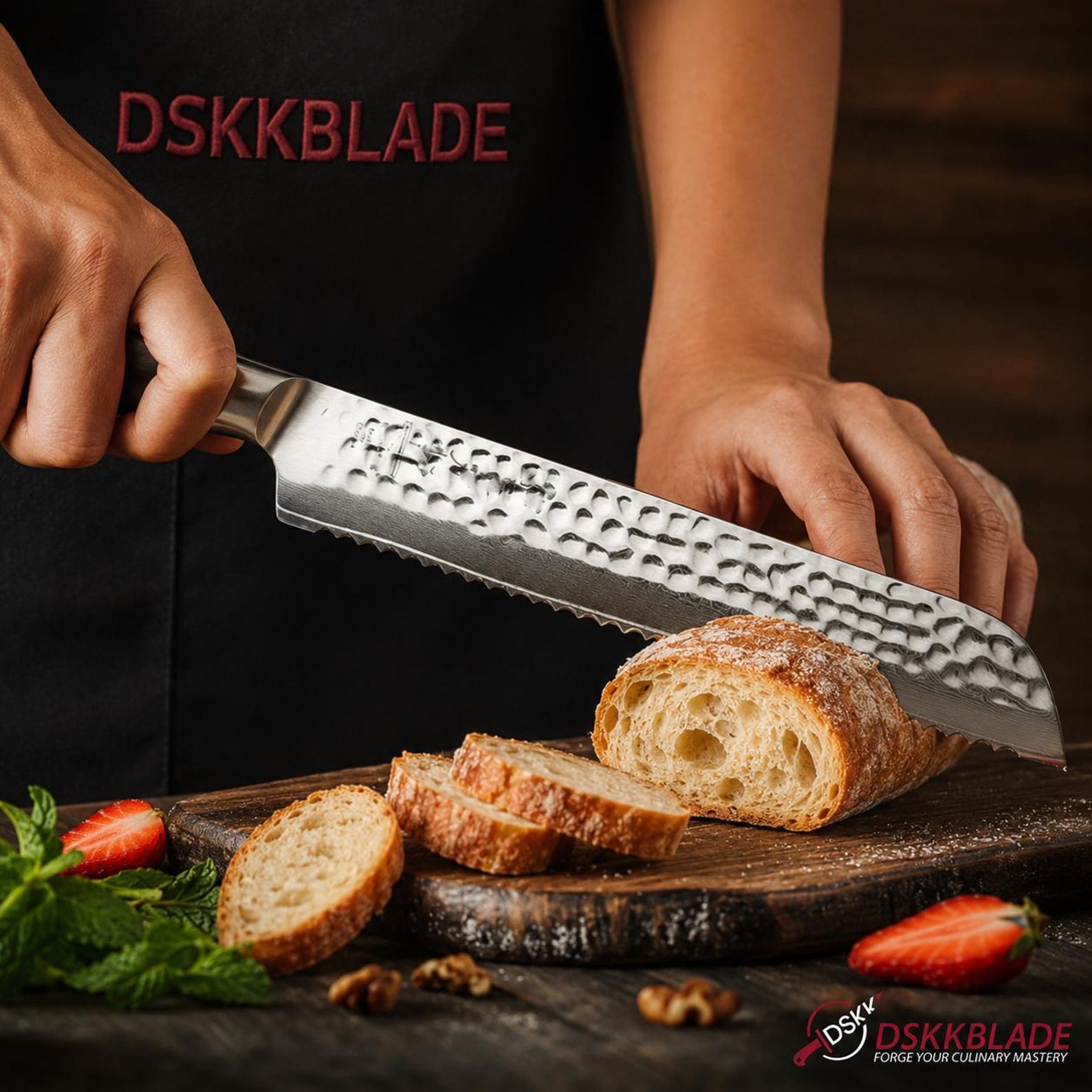 5 Piece Damascus Kitchen Knife Set, 73 Layer Powder Steel, Rosewood Handles