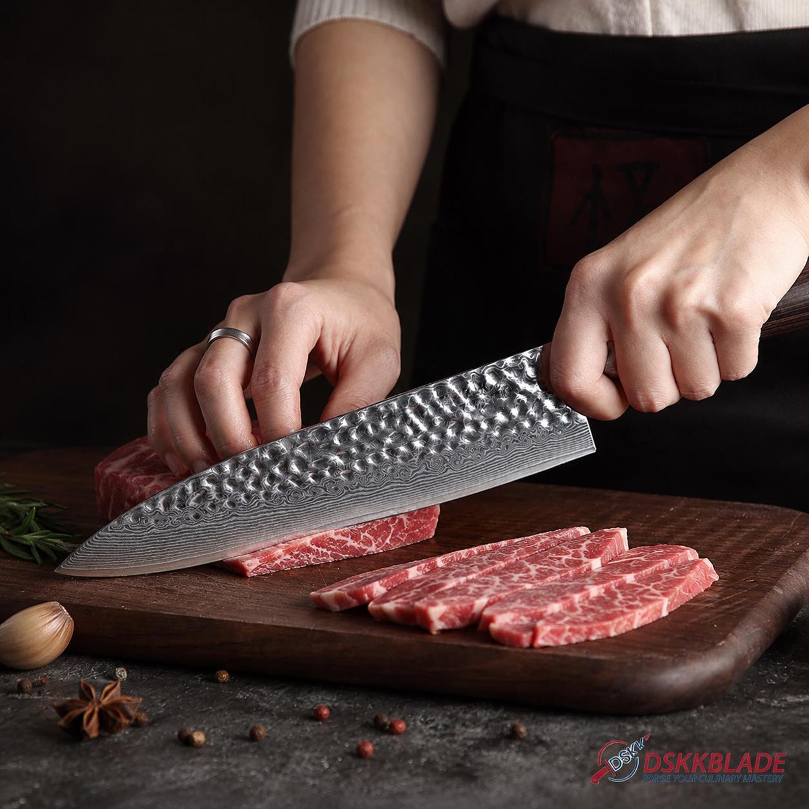 5 Piece Damascus Kitchen Knife Set, 67 Layer Chef Knife, Pakka Wood Handles