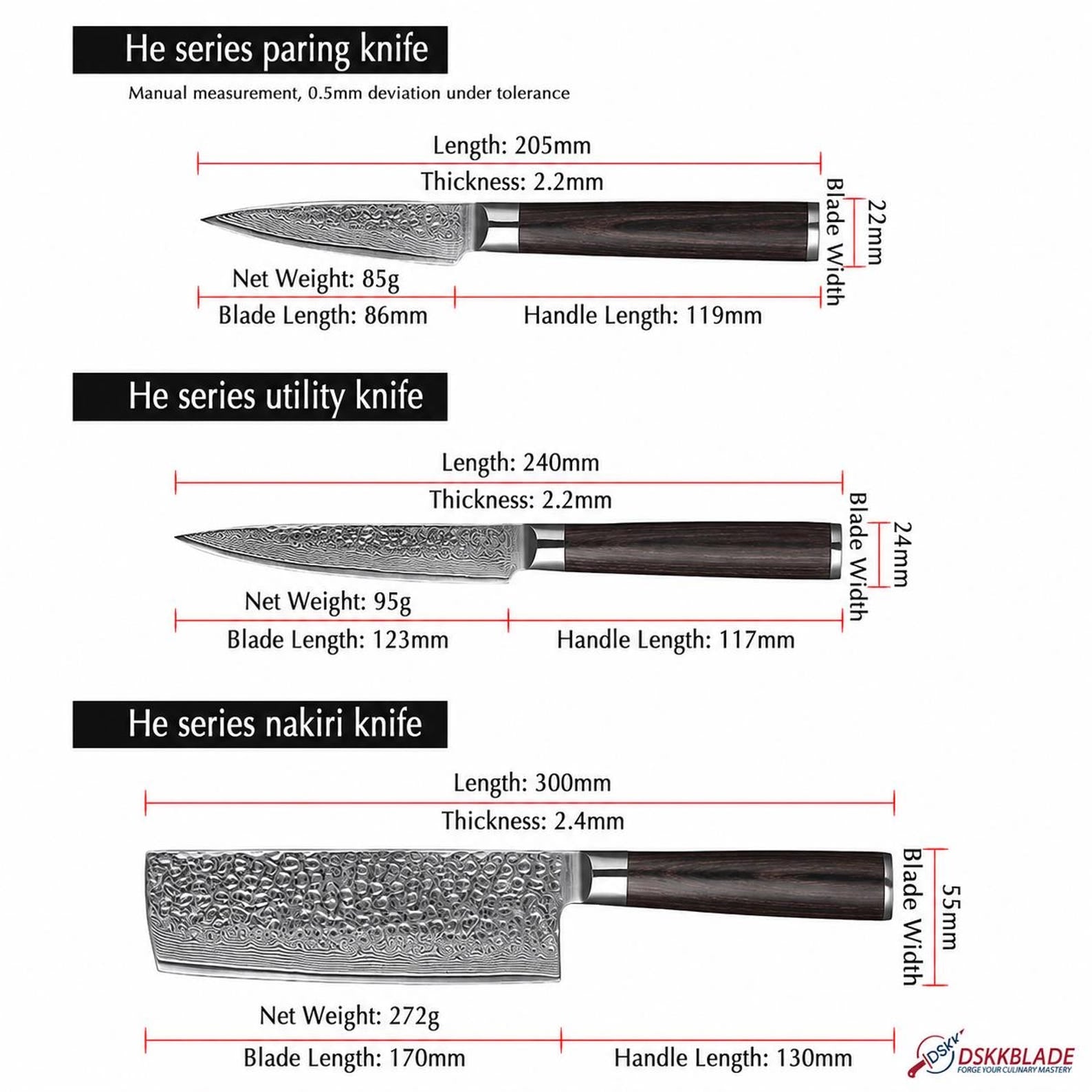 5 Piece Damascus Kitchen Knife Set, 67 Layer Chef Knife, Pakka Wood Handles