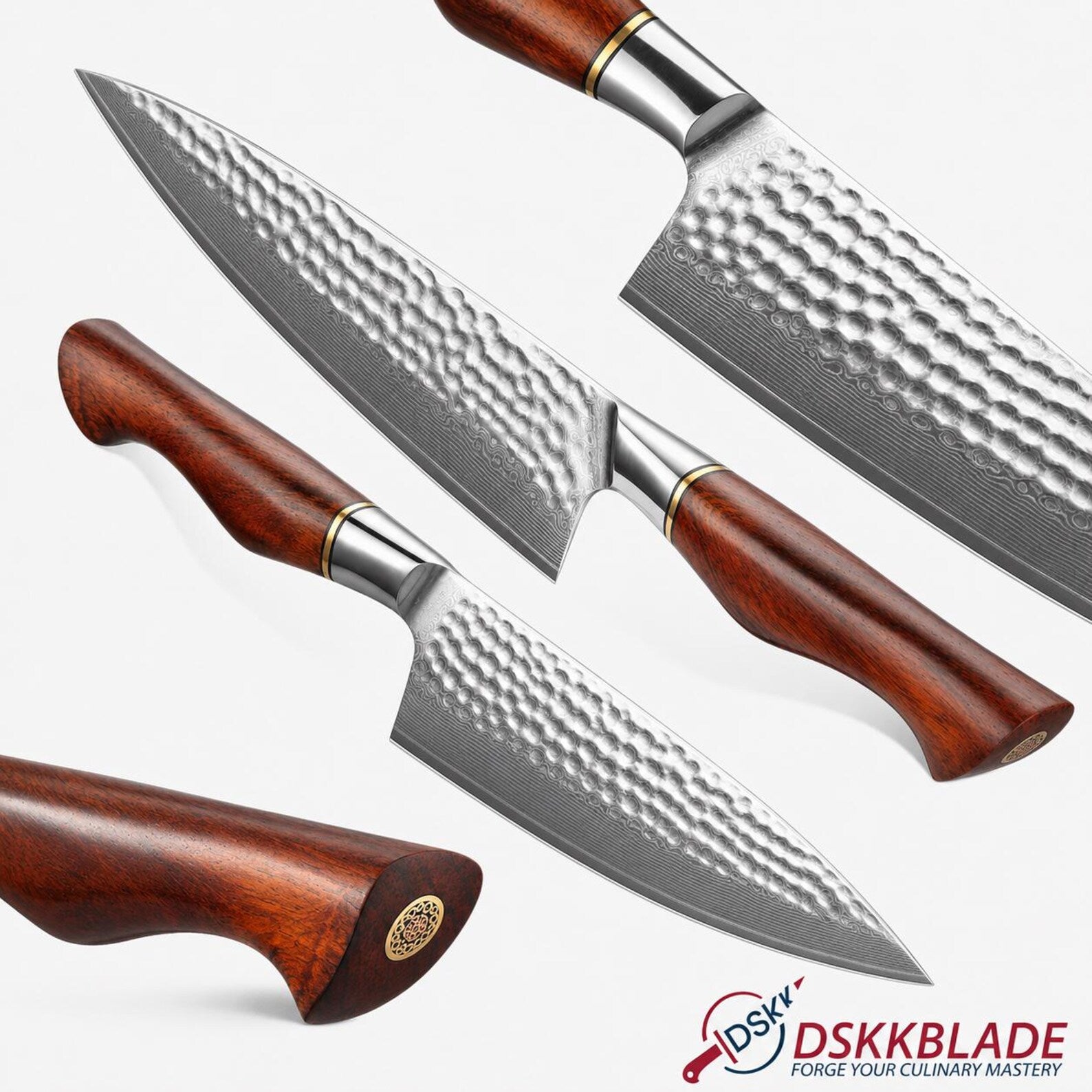 8.5 Inch Damascus Chef Knife, 73 Layer Powder Steel, Rosewood Handle, Cooking Gift