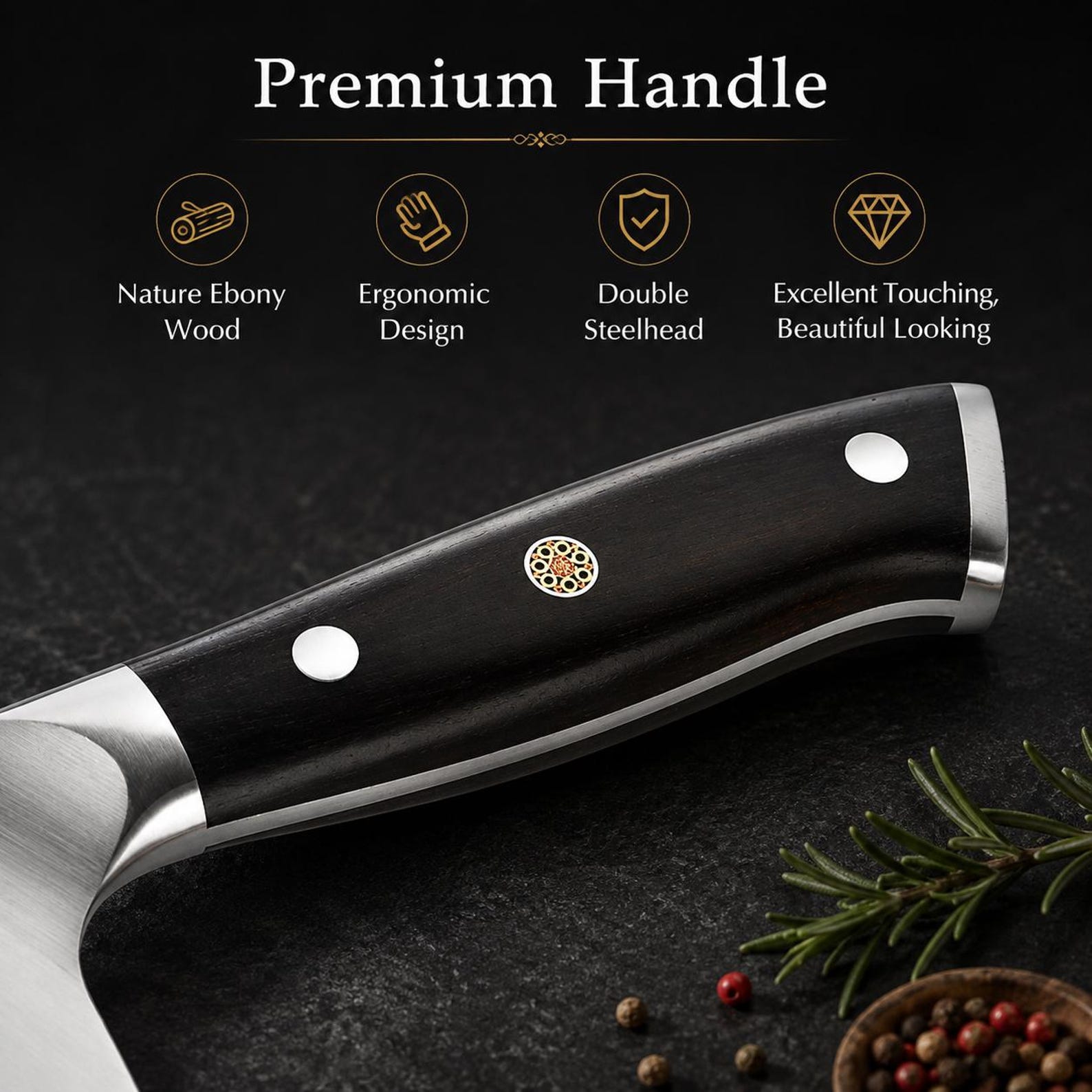 B35 3-Piece German Stainless Steel Kitchen Knife Set – Chef, Santoku & Utility Knives