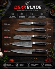 5 PCS Damascus Knife Set | 67 Layer Steel Chef Knives with Pakka Wood Handle | Japanese Style Kitchen | Professional Cookware Gift