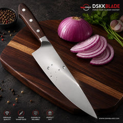 Professional German 1.4116 Stainless Steel Chef Knife 8 Inch – Razor Sharp Kitchen Knife with Ergonomic Wood Handle, Cooking Gift for Home