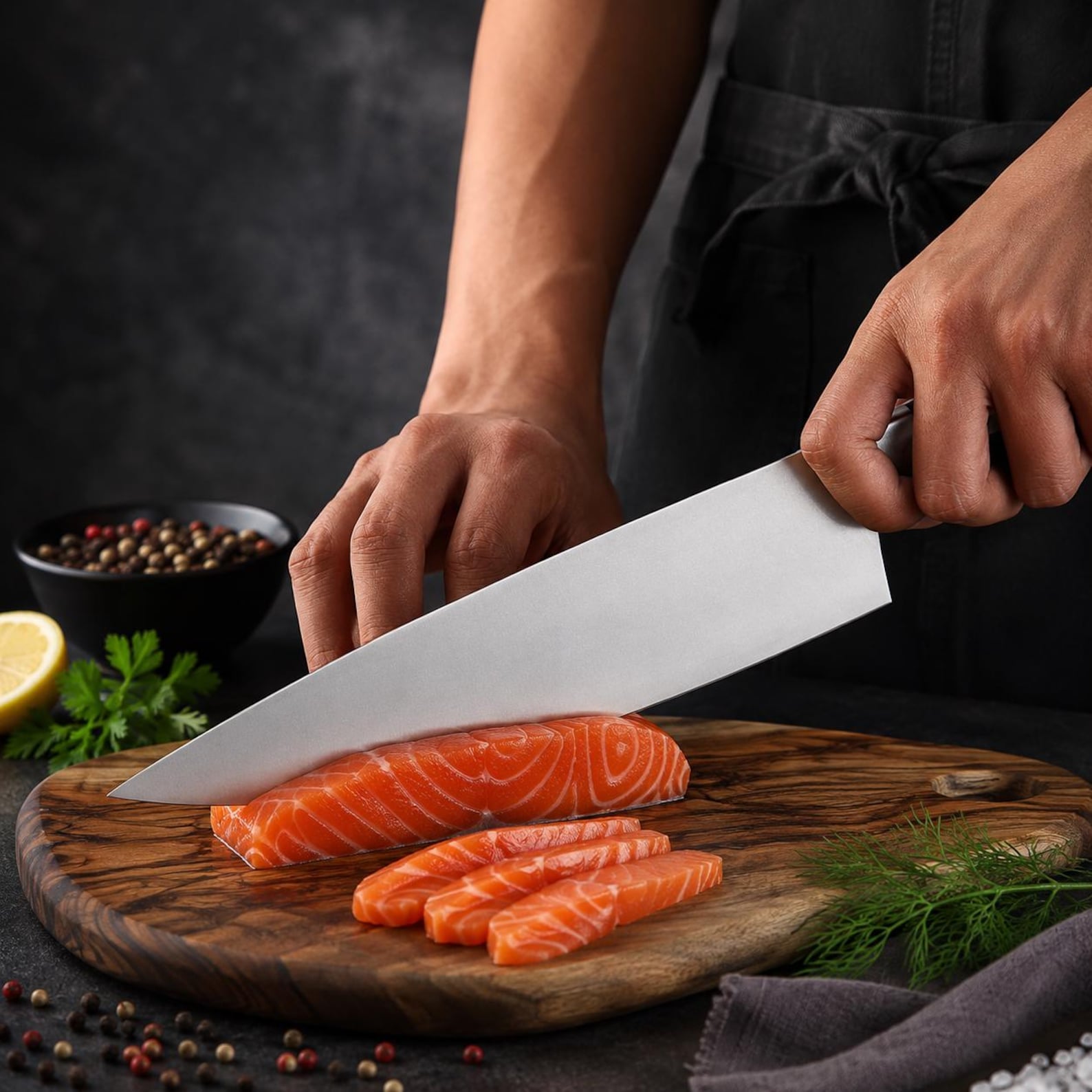 Professional German 1.4116 Stainless Steel Chef Knife 8 Inch – Razor Sharp Kitchen Knife with Ergonomic Wood Handle, Cooking Gift for Home