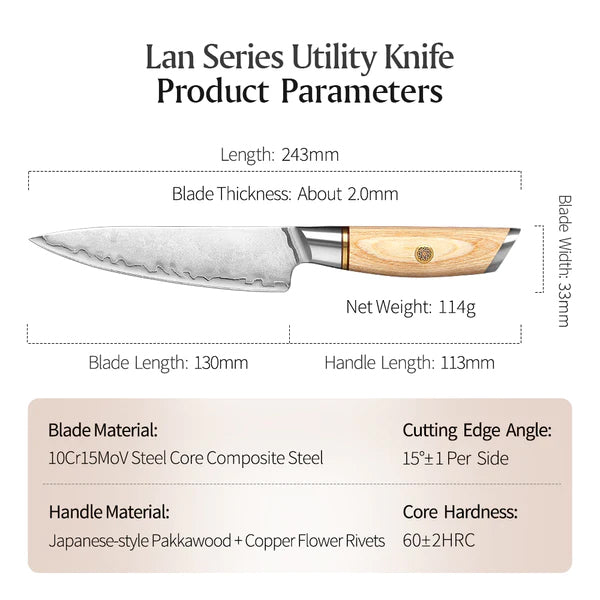 Blissful Edge Series 3.5 Inch Damascus Steel Paring Knife