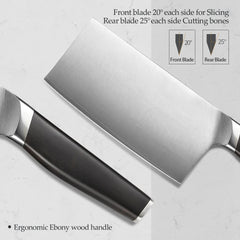 Blade Elite 7.5 inch German Steel Cleaver Knife With Nature Ebony Wood Handle