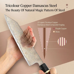 37 layers Copper Damascus Steel Knife Set
