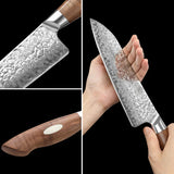 Black Wolf 8 Inch Damascus Steel Chef Knife With Walnut Wood Handle