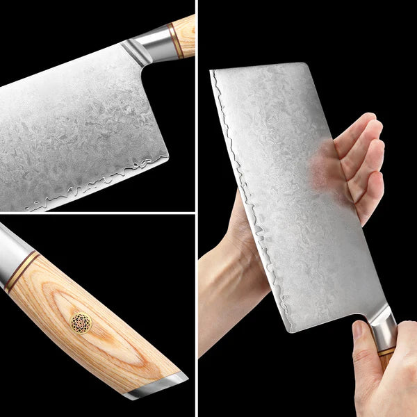 Blissful Edge Series 7.5 Inch Composite Steel Cleaver Knife Having Pakka Wood Handle