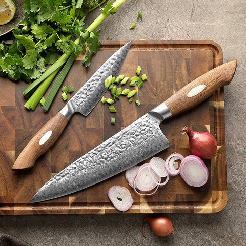 Black Wolf Series 2 Pcs Damascus Steel  Chef And Utility