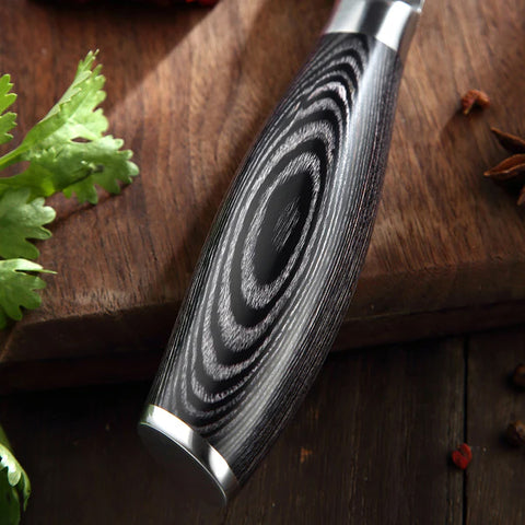 Benchmark Series 7pcs Damascus Steel Knife Set Having Pakka Wood Handle