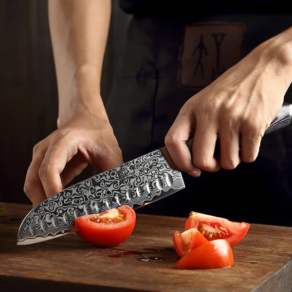 Benchmark Series 3pcs Damascus Knife Set Having Pakka Wood Handle