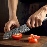 Benchmark Series 3pcs Damascus Knife Set Having Pakka Wood Handle