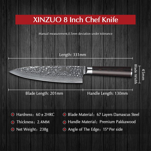 Black Hawk Series 8 inch Damascus Steel Chef Knife