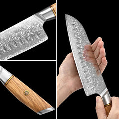 Blaze Series 7 Inch  Damascus Steel Santoku Knife