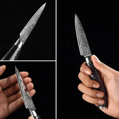 Benchmark Series 5pcs Damascus Steel Knife Set Having Wood Handle