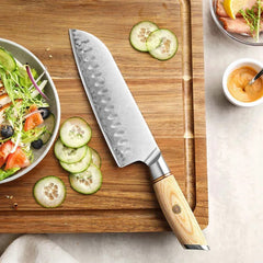 Blissful Edge Series 7 Inch Damascus Steel Santoku Knife