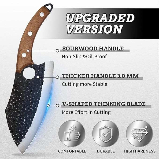 Hand Forged Chef Knife With Leather Sheath