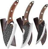 Handmade Forged Chef Knife Set – 3 Pcs High Carbon Steel with Leather Sheaths
