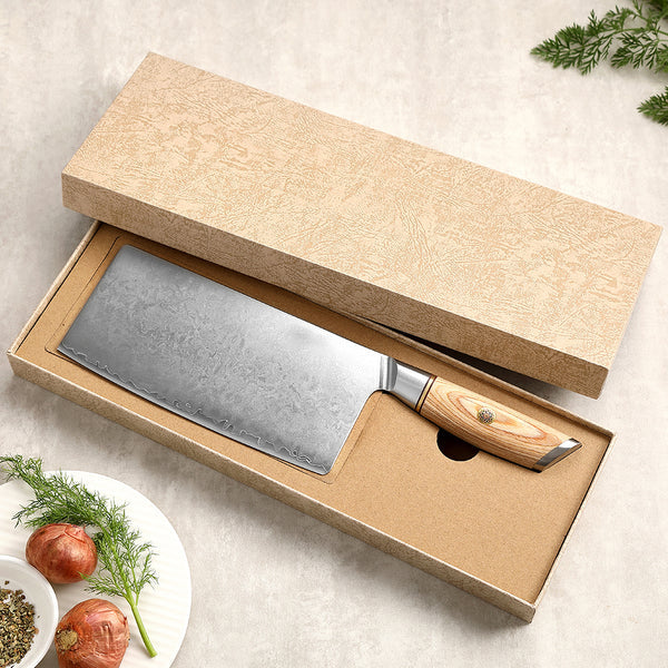 Blissful Edge Series 7.5 Inch Composite Steel Cleaver Knife Having Pakka Wood Handle