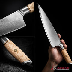 8.5 Inch Composite Steel Chef Knife, Pakkawood Handle, Professional Kitchen Slicing Knife