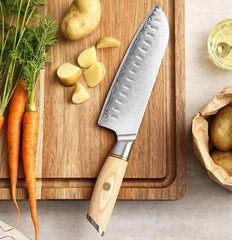 Blissful Edge Series 7 Inch Damascus Steel Santoku Knife