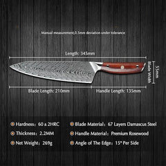 Blade Born Series 8.5 Inch Damascus Steel Chef Knife