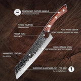 Hand Forged Purple Dragon Chef Cleaver Knife for Meat & Vegetable