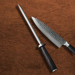 B1Z 9 inch Diamond Rod Quality Knife Sharpner with Nature ebony Wood