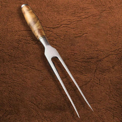 B30 6 Inch Carving Fork, 430 stainless steel Having Figured Sycamore Wood Handle
