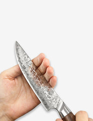 Black Wolf Series 5 Inch Damascus Steel Steak Knife With Walnut Wood Handle