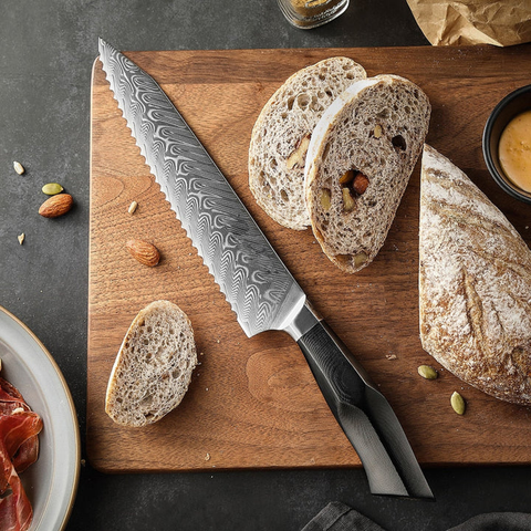 Bold Zenith Series 8 Inch Damascus Steel Bread Knife