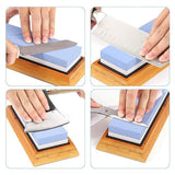 Blue Whetstone with Bamboo Base, Angle Guide 1000#/6000#