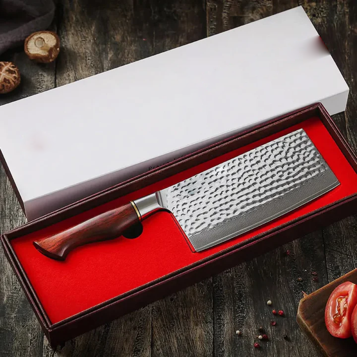 B30R 7 Inch Cleaver Knife, 73 Layers Damascus Steel With Powder Steel Having Nature Rosewood