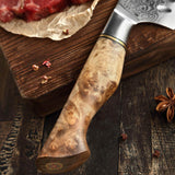 B30 7 Inch Santoku Knife, 67 Layers Damascus Steel Having Figured Sycamore Wood Handle