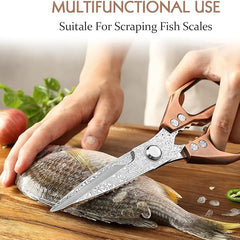 Best Quality Hezhen Damascus Kitchen Scissors  Bronzing Aluminium Alloy