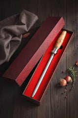 B30 9 Inch Diamond Rod Knife Sharpner, Having Figured Sycamore Wood Handle