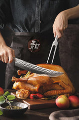 B30 6 Inch Carving Fork, 430 stainless steel Having Figured Sycamore Wood Handle