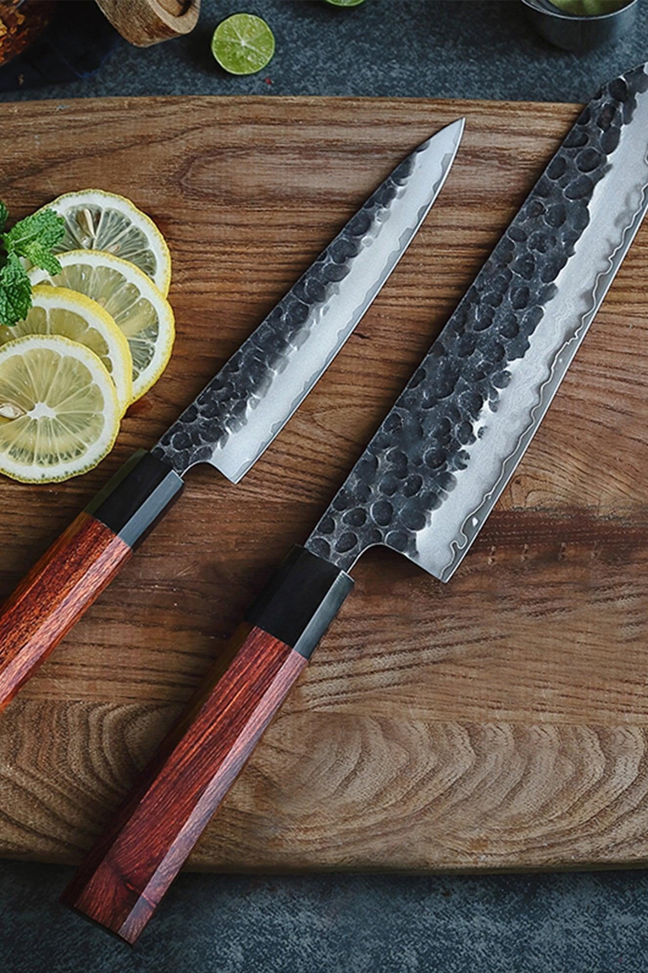 Precision Master Series 2pcs Composite Steel Knife Chef & Utility Knife With Wood Handles