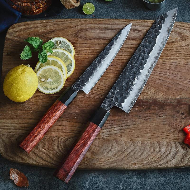 Precision Master Series 2pcs Composite Steel Knife Chef & Utility Knife With Wood Handles