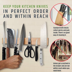 Best Quality Magnetic Knife Holder For Wall Made In Maple Wood