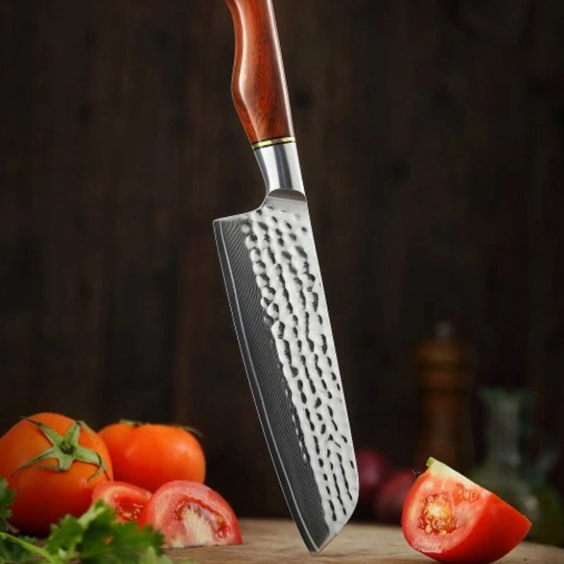 B30R 7 Inch Santoku Knife, 73 Layers Damascus Steel With 14cr14v3monb Powder Steel Having Nature Rosewood Handle