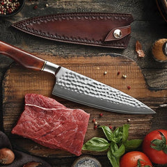 B30R 8 Inch Chef Knife, 73 Layers Damascus Steel With 14Cr14V3MoNb Powder Steel Having Nature Rosewood