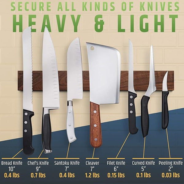 Best Quality Magnetic Knife Holder For Wall Made In Walnut Wood