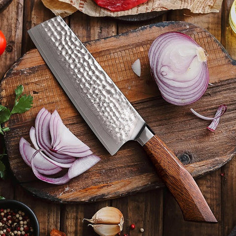 SRS13 7 Inch Nakiri Knife, Original Japan 49 Layers SRS13 Damascus Steel Having North America Desert Ironwood Handle