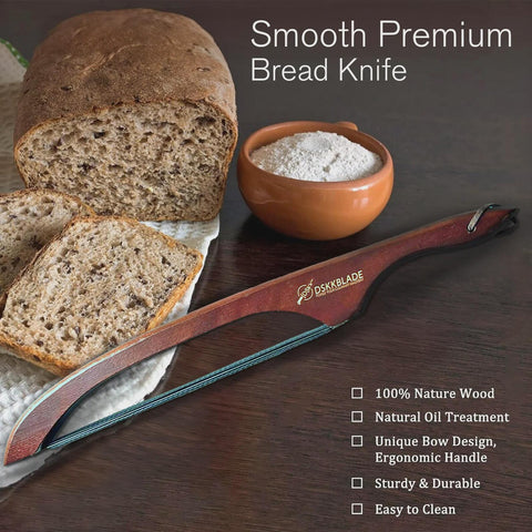 Serrated Bread Knife, Stainless Steel Slicer, Acacia Wood Handle, Baking Tool